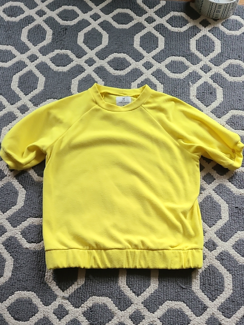 Dudley Stephens Perkins Puff Sunshine Yellow Short Sleeve Terry Top